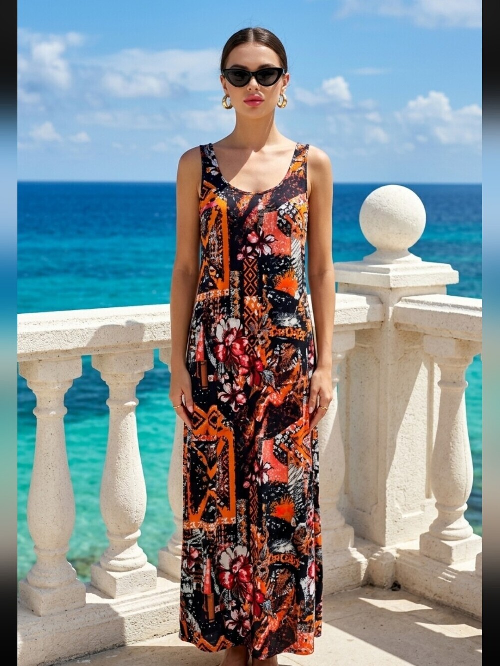 Jostar Women's Floral Print Vibrant Maxi Dress Size Small